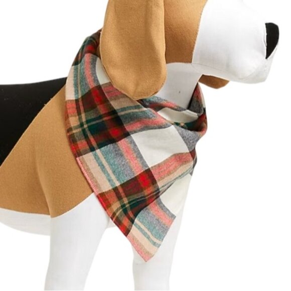 NWT J.Crew Factory Crewmutts Dog Bandana Blue Multi Plaid Sz M/L 31"x15.5" BU459 - Picture 6 of 6